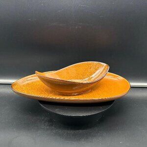 MCM Style International Tableware L-13 L-43 Terracotta Platter and Dip 2 PC set